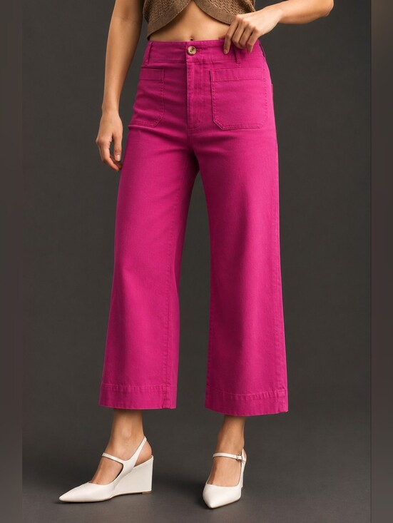 Maeve Pants - Anthropologie Maeve Hot Pink Colette Magic Fabric Wide-Leg Trousers 28
